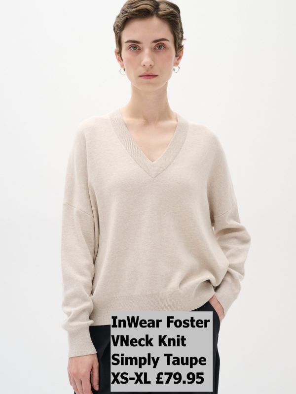 30106899 Foster V Neck Knit Simply Taupe XS XL £79.95