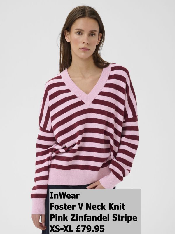 30106899 Foster V Neck Pink Zifandel Stripe XS XL £79.95 Model 4