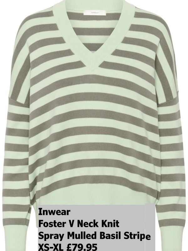 30106899 Foster V Neck Spray Mulled Basil Stripe XS XL £79.95