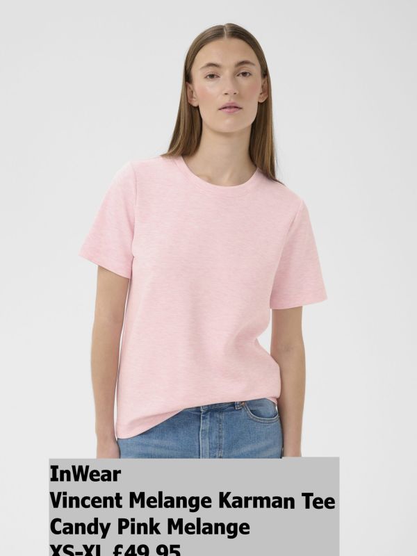 30107053 Vincent Melange Karmen T Shirt Candy Pink Melange XS XL £49.95 Model 4
