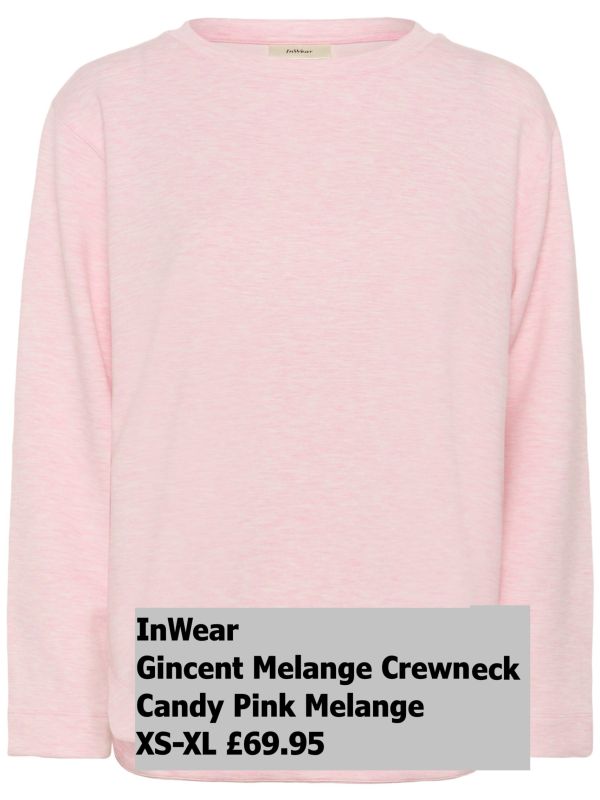 30109922 Gincent Melange Crewneck Candy Pink Melange XS XL £69.95