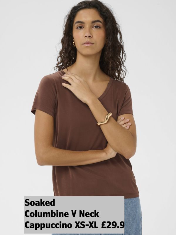 30404284 Columbine V Neck Cappuccino XS XL £29.99 Model 1