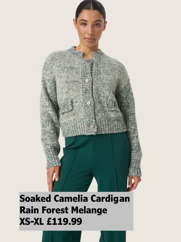 30407663 Camelia Cardigan Rain Forest Melange XS XL £119.99 Model 2