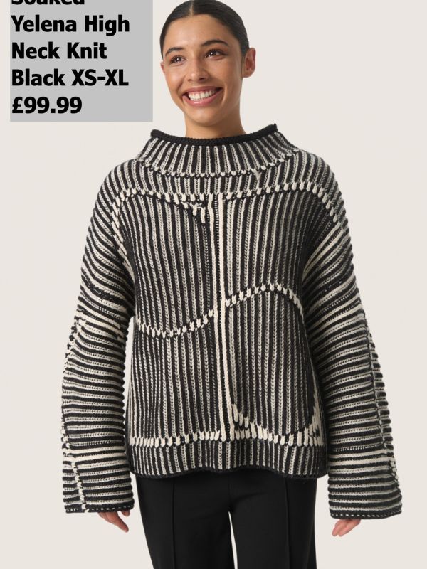 30407683 Yelena High Neck Knit Black XS XL £99.99 Model 2