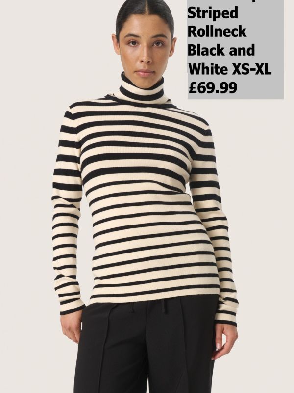 30407690 Spina Striped Rollneck Black And White XS XL £69.99 Model 2