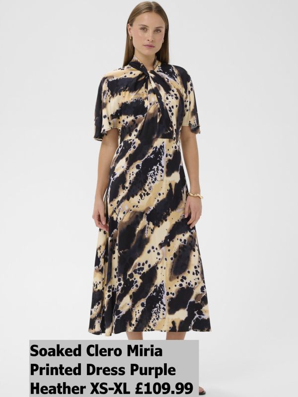 30408522 Clero Miria Printed Dress Purple Heather XS XL £109.99 Model 3