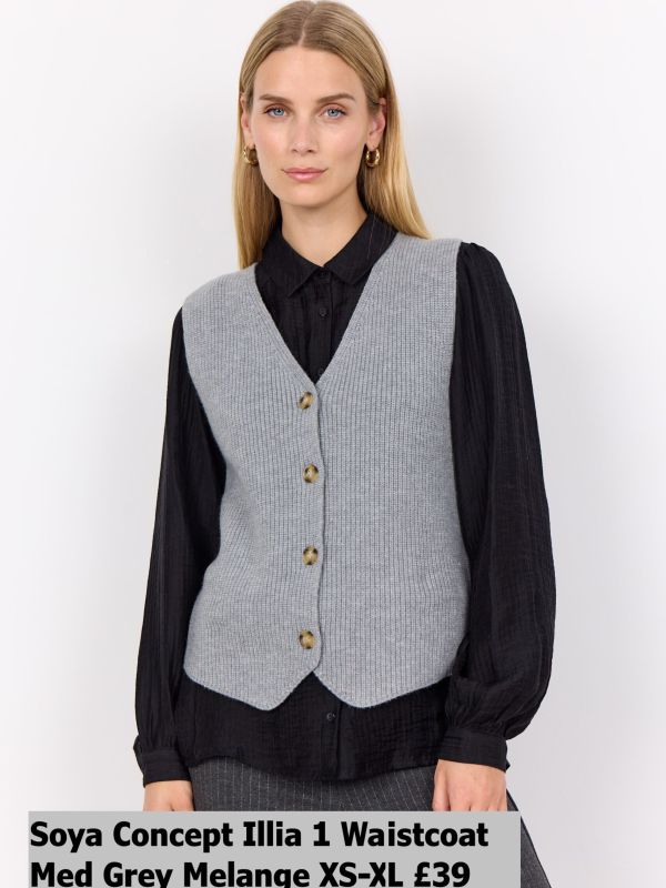 33554 Ilia 1 Waistcoat Med Grey Melange XS XL £39 Model 1