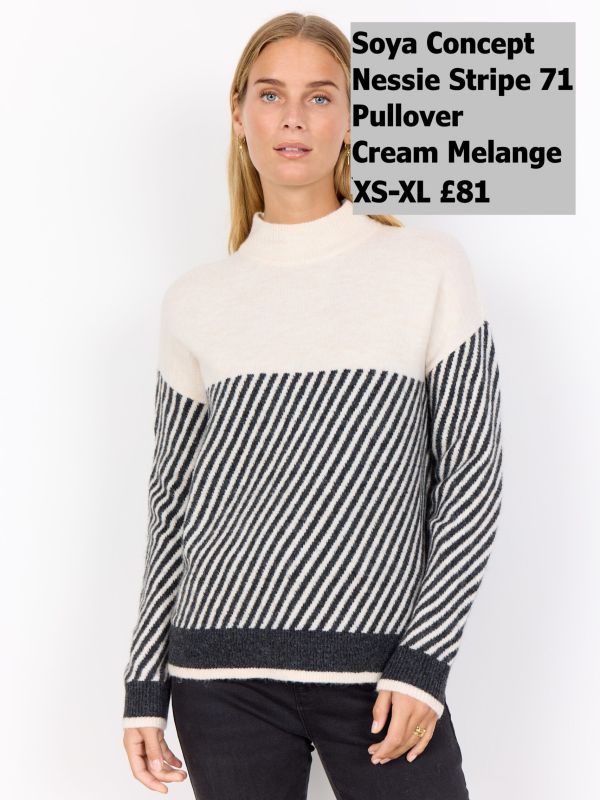 33688 Nessie Stripe 71 Pullover Cream Melange XS XL £81 Model 1