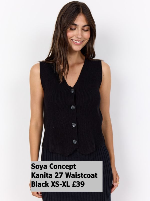 33697 Kanita 27 Waistcoat Black XS XL £39 Model 1