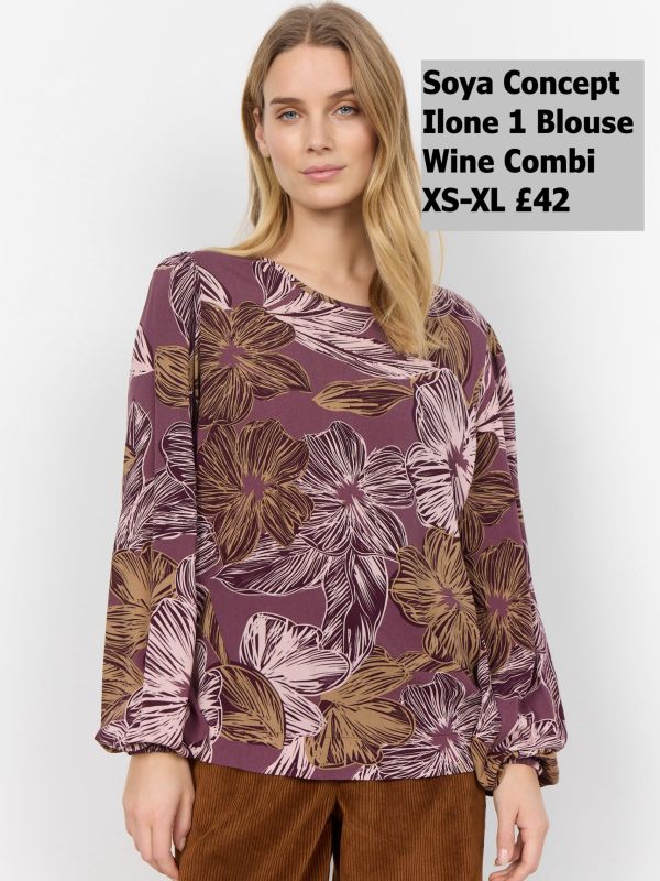 40821Ilone 1 Blouse Wine Combi XS XL £42 Model 1