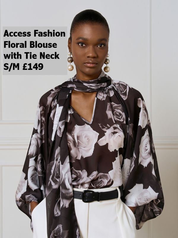 54-2167-Floral-Blouse-with-Tie-Neck-SM-black-and-white-149
