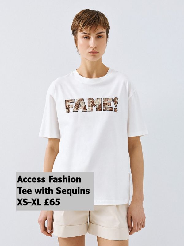 63 2140 WHITE 01 Tee With Sequins XS XL £65 Model 2