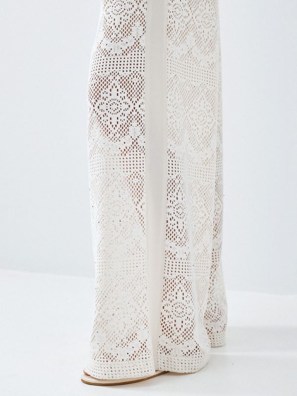 63 5065 VANILLA 02 Crochet Trousers XS L £159 Model 3