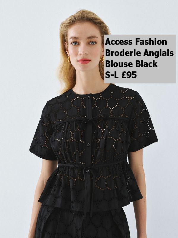 63 7025 BLACK 01 Broderie Anglais Blouse S L £95 Model 1