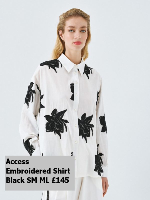 63 8008 BLACK Embroidered Shirt SM ML £145 Model 1