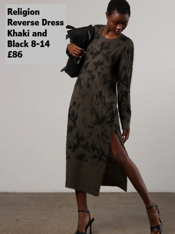 74HRED21 Reverse Dress Khaki And Black 8 14 £86 Model 4