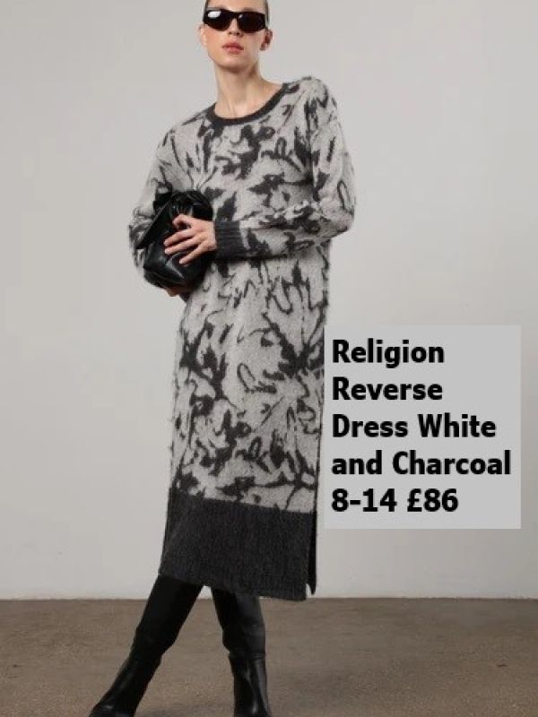 74HRED21 Reverse Dress White And Charcoal 8 14 £86 Model 1