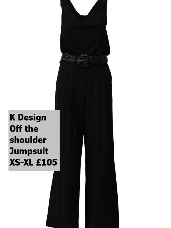 A608 Black Off The Shoulder Jumpsuit XS XL £105