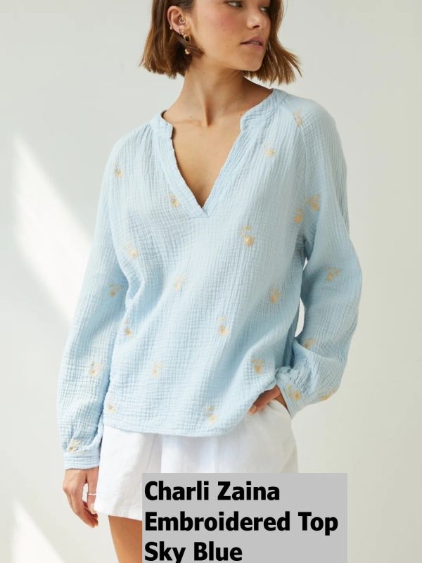 Zaina Embrooidery Top Sky Blue One Size £60 Model 3